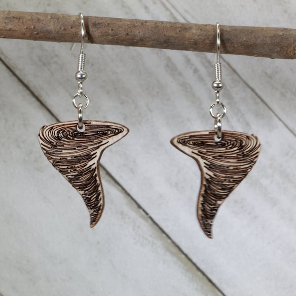 Tornado Wooden Dangle Earrings