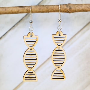 DNA Wooden Dangle Earrings