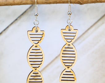 DNA Wooden Dangle Earrings