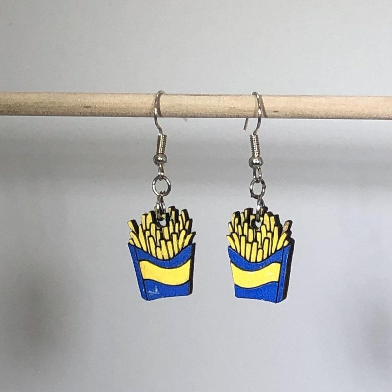 French Fry Wooden Dangle Earrings