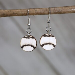 Baseball Wooden Dangle Earrings