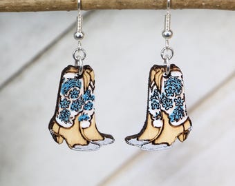 Vintage Style Western Cowboy Boots Dangle Earrings - Southwestern Charm