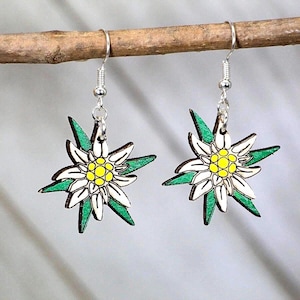 Festive Edelweiss Wooden Earrings - German Fest Wear & Oktoberfest Fashion