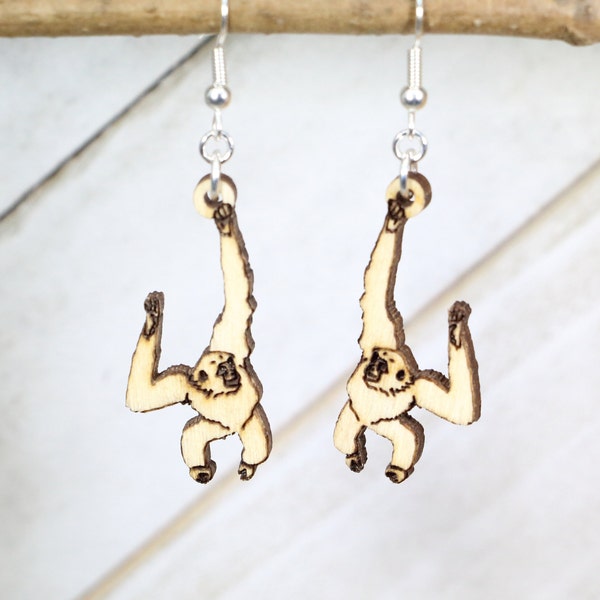 Gibbon Wooden Earrings