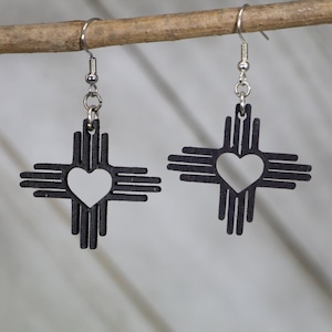 Heart Zia Earrings will show your love of New Mexico