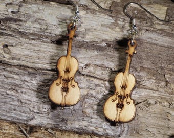 Cello Wooden Dangle Earrings