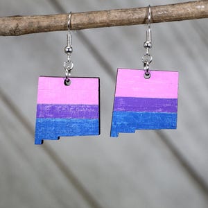 LGBTQ+ New Mexico Bisexual Flag Wooden Dangle Earring