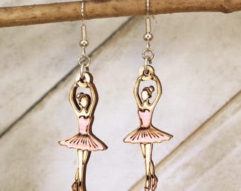 Ballet Lover's Dream - houten ballerinaoorbellen met notenkrakerbedel