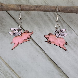 Flying Pig Dangle Earrings