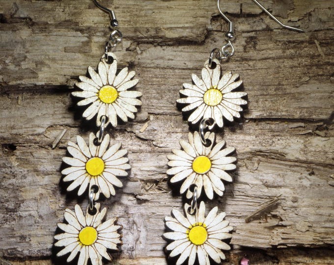 Nature's Daisy Chain Dangle Earrings - Floral Boho Jewelry