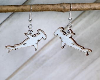 Stylish Hammerhead Shark Wooden Earrings | Nautical Jewelry for Shark Lovers