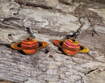 Starry Night Saturn Dangle Earrings - Unique Space Theme