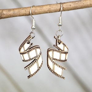 Film Strip Wooden Dangle Earrings