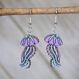 Jellyfish Wooden Dangle Earrings