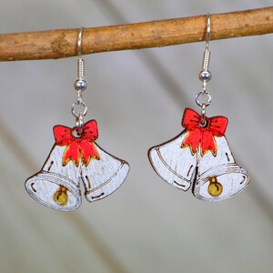 Silver bells Wooden Dangle earrings