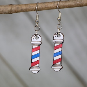 Barber Pole Wooden Dangle Earrings