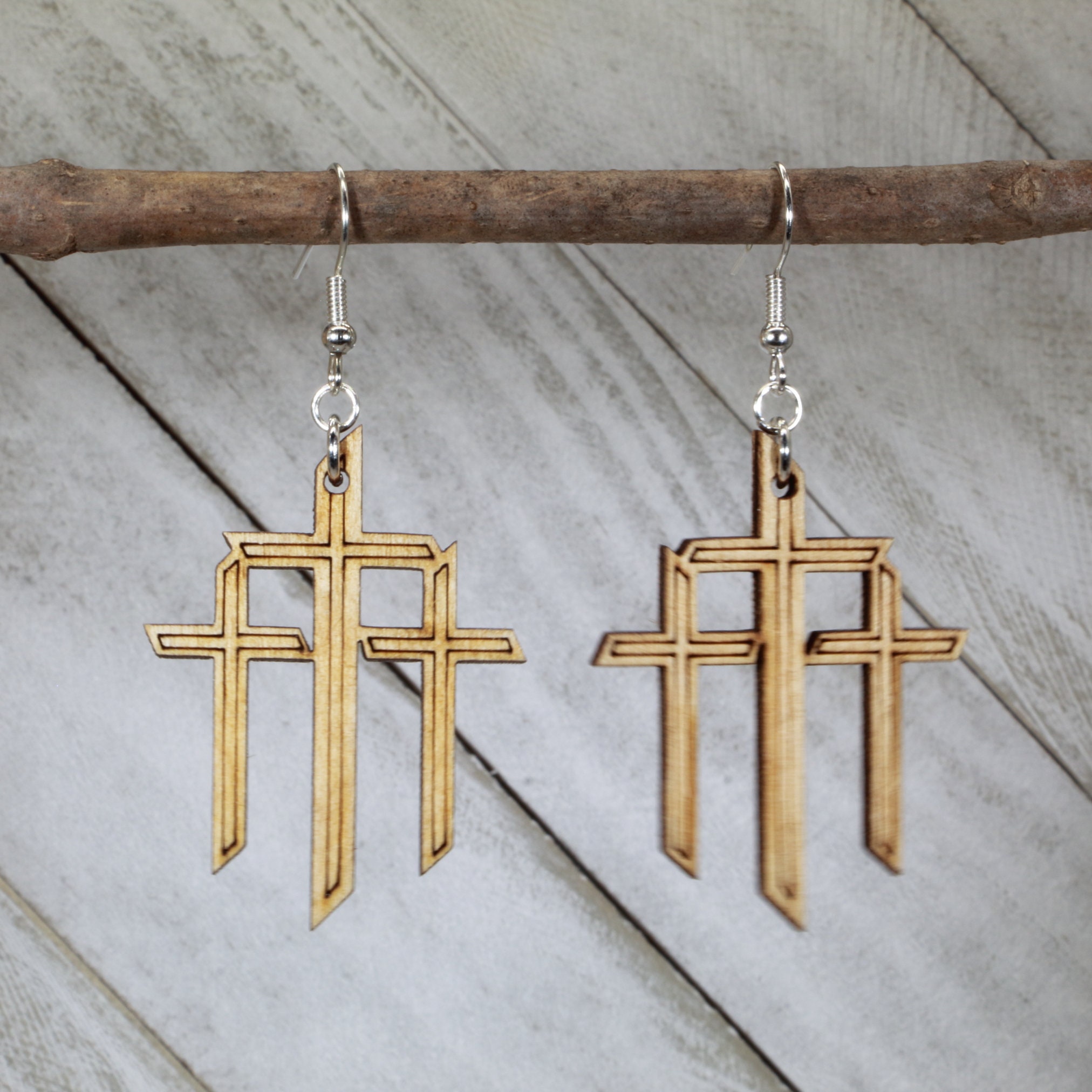 Triple Cross Earring Etsy