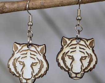 Elegant White Tiger Earrings | Unique Animal Jewelry