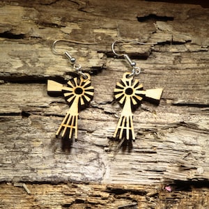 Farmland Prairie Windmills Dangle Earrings