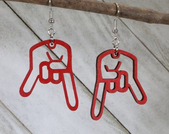Upside down, Inverted Horns Hand earrings