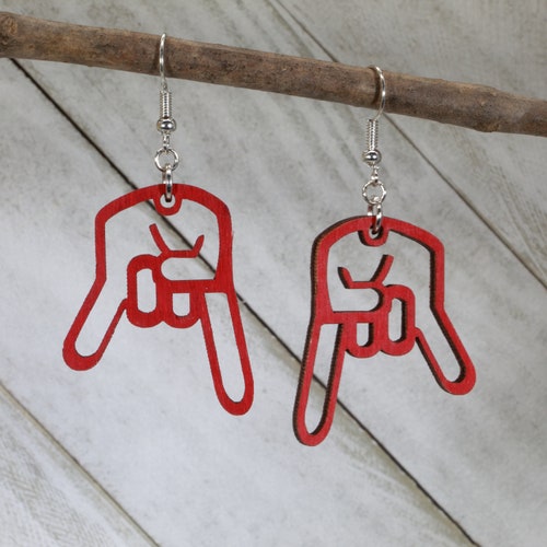 Upside Down Inverted Horns Hand Earrings Etsy