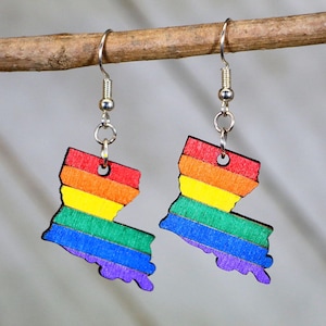 LGBTQ Louisiana State Pride Dangle Earrings