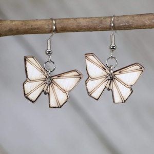 Origami Butterfly folded Wooden Dangle Earrings