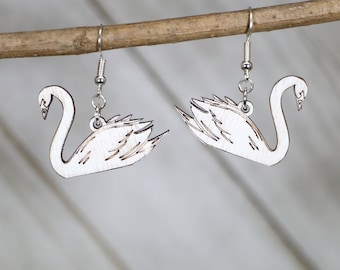 Elegant White Swan Earrings - Handmade Jewelry for Animal Lovers