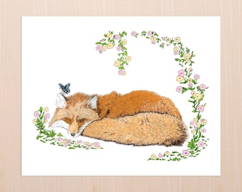 Red Fox Mama Art 8x10