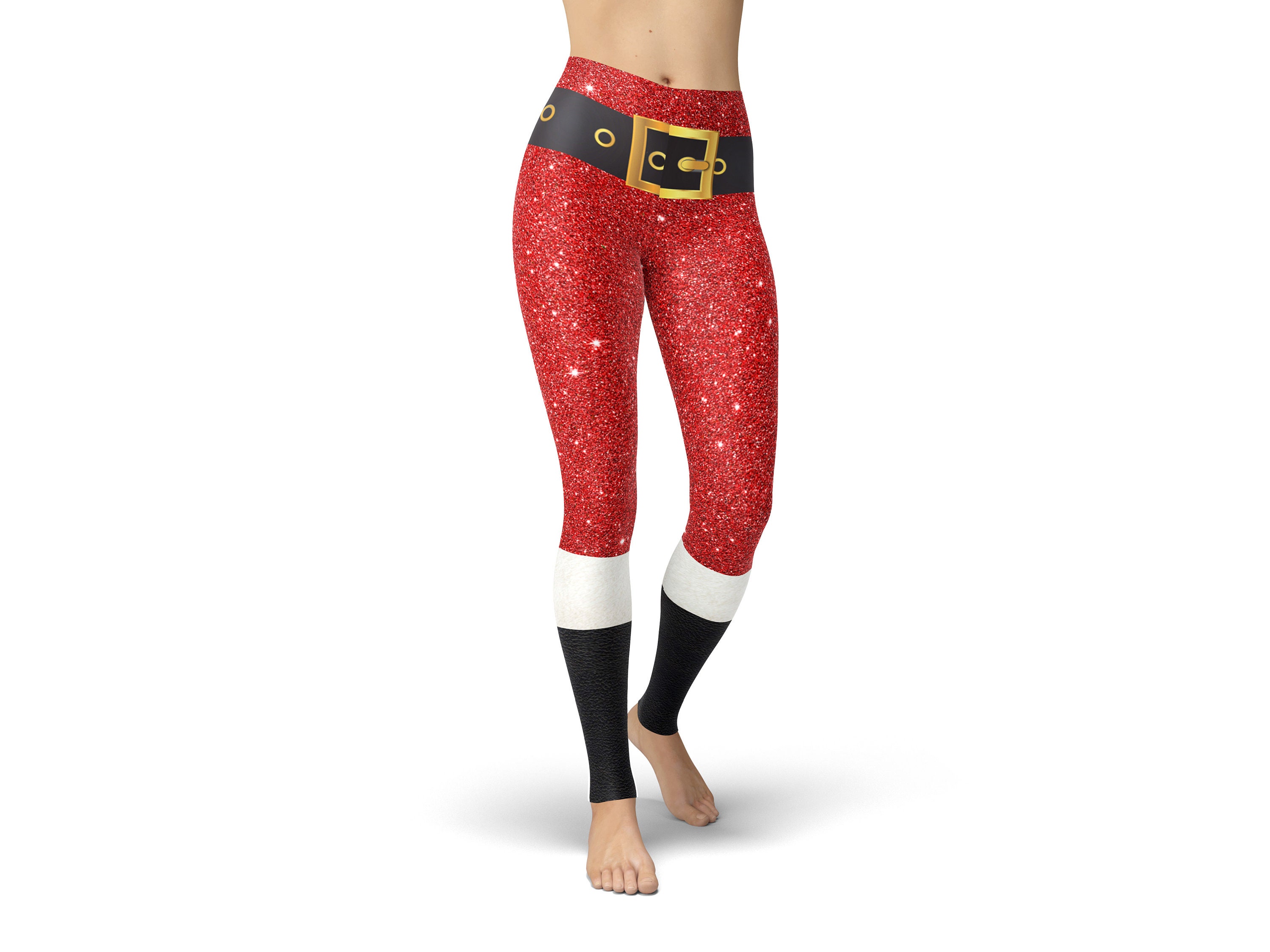 Santa Clause Leggings Christmas Leggings Red Santa Leggings - Etsy