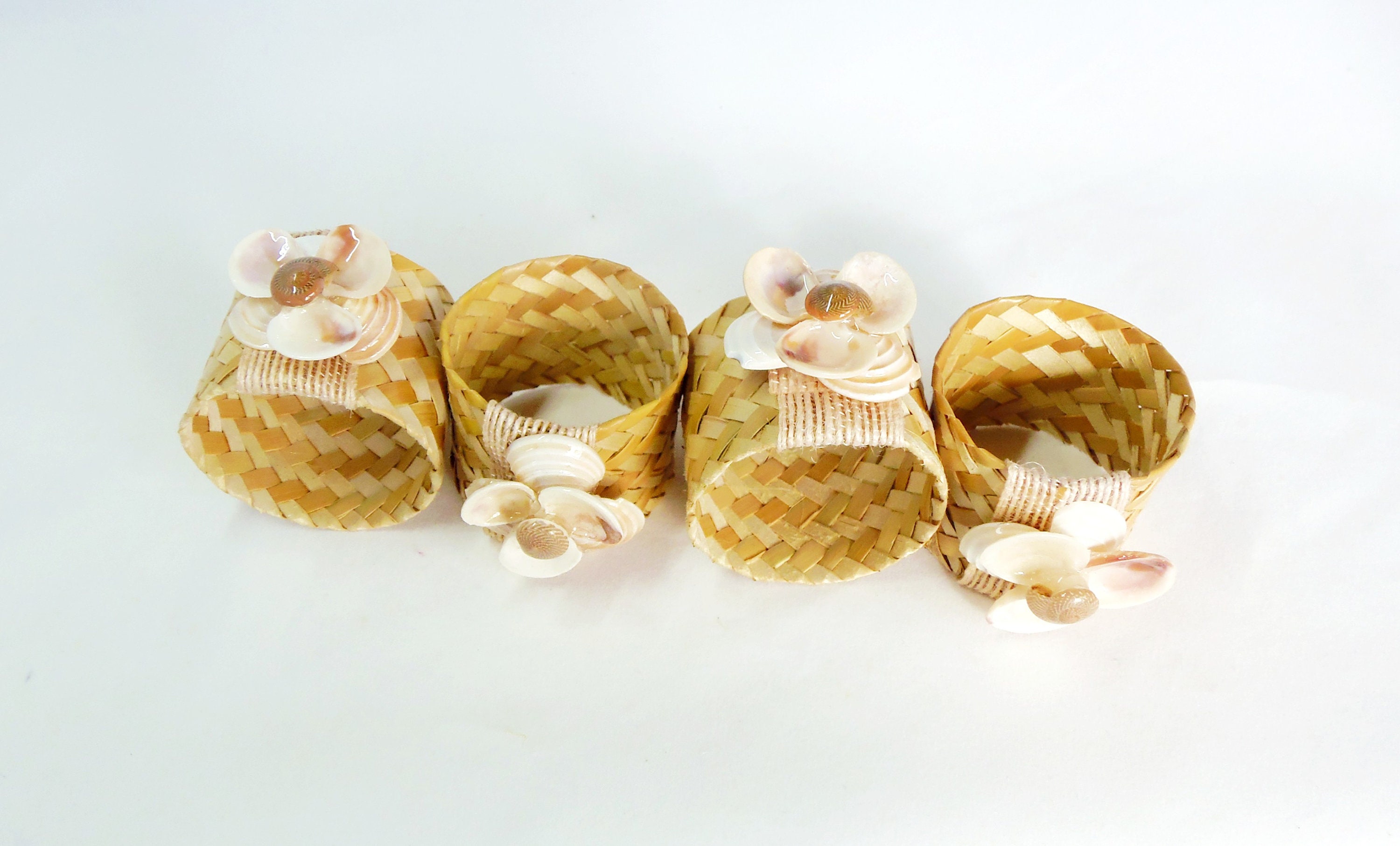 Napkin Rings Straw Napkin Rings Seashell Napkin Rings Table Decor Coastal Theme Beach Theme