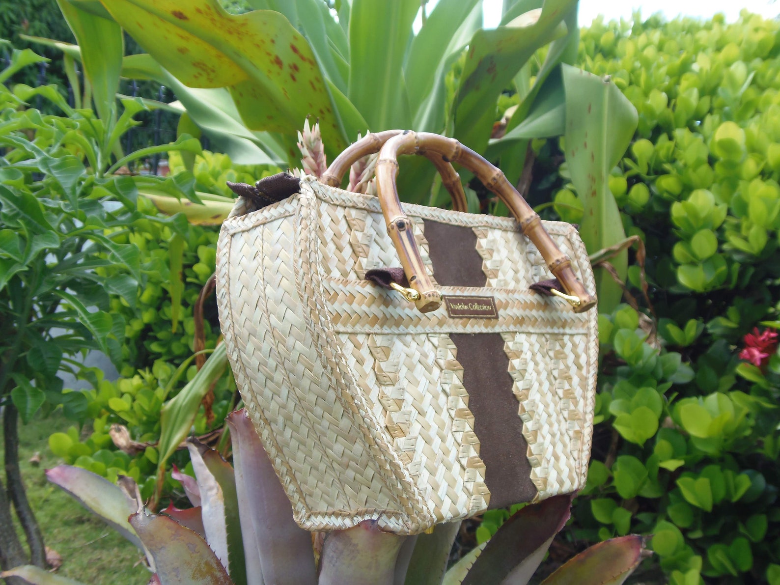 Straw Bag / Bamboo Handle / Straw Tote / Straw Purse / Etsy