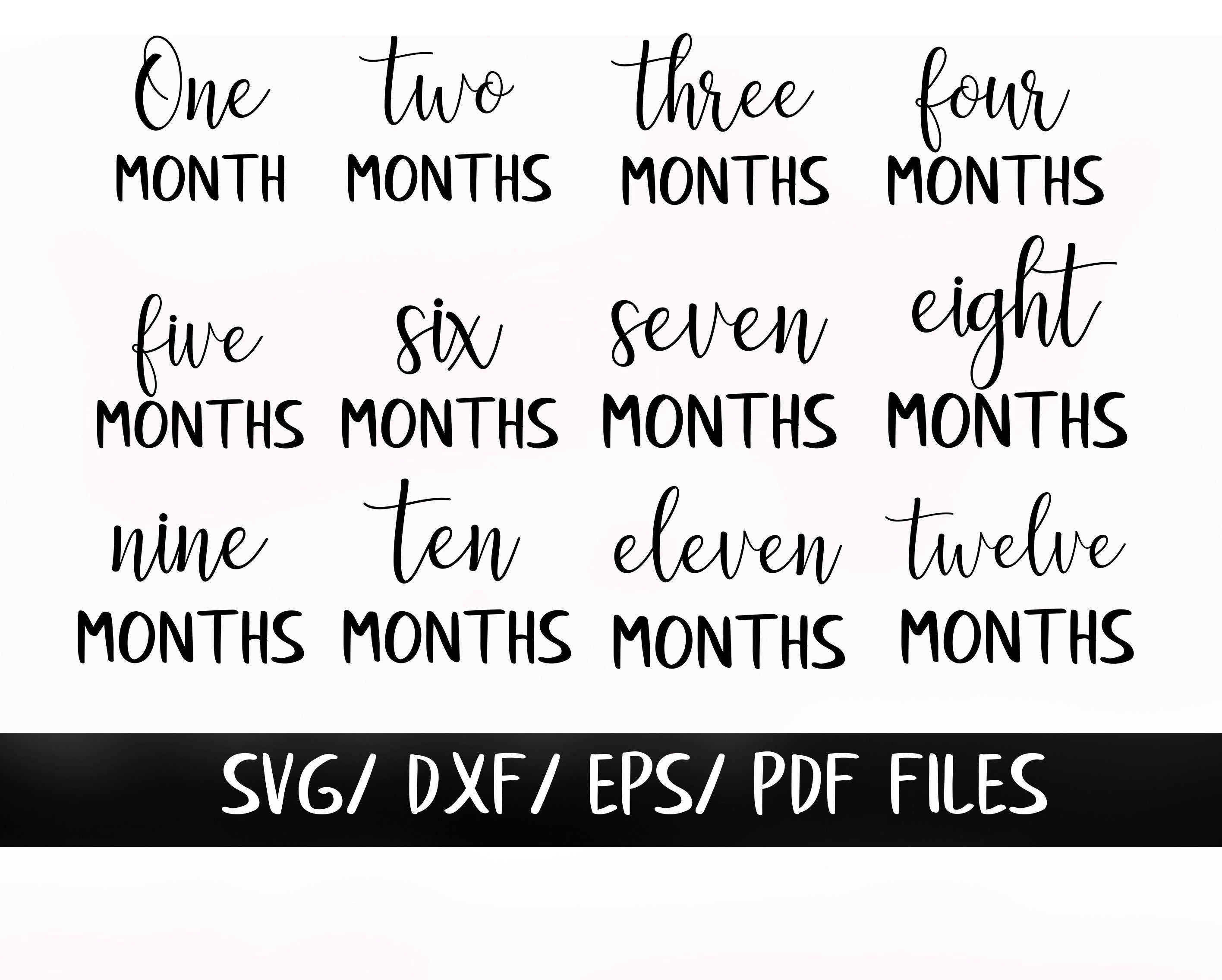Download Baby Months SVG Month Set DXF EPS Pdf files Infant Month ...