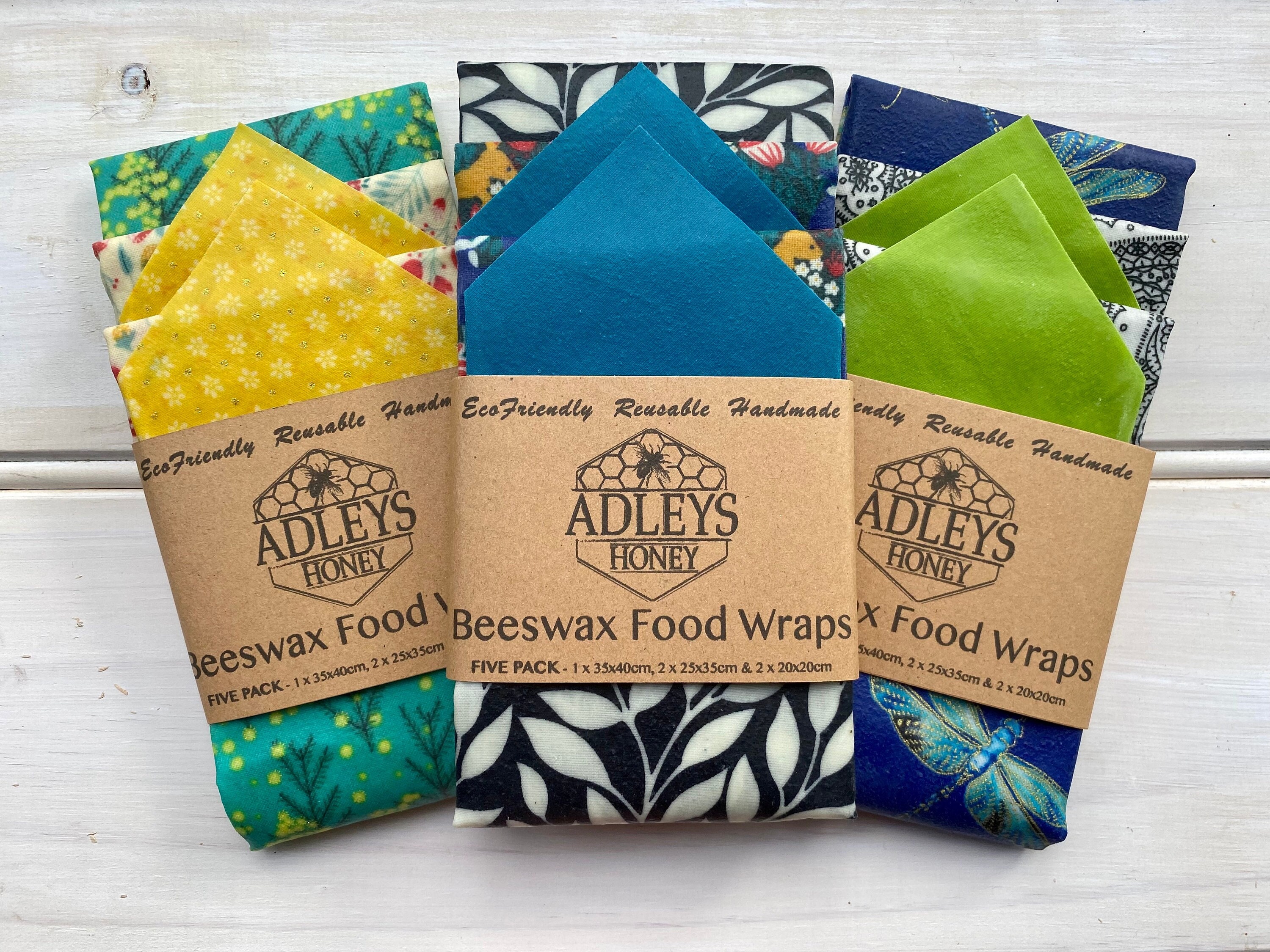 10 Beeswax Wraps Reusable Eco Friendly Food Covers. 12 X 12 Size Homemade 