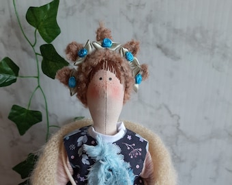 textile doll, collectible doll, fabric doll, art and collection, tilda style, gift, French manufacturing, art doll, couture