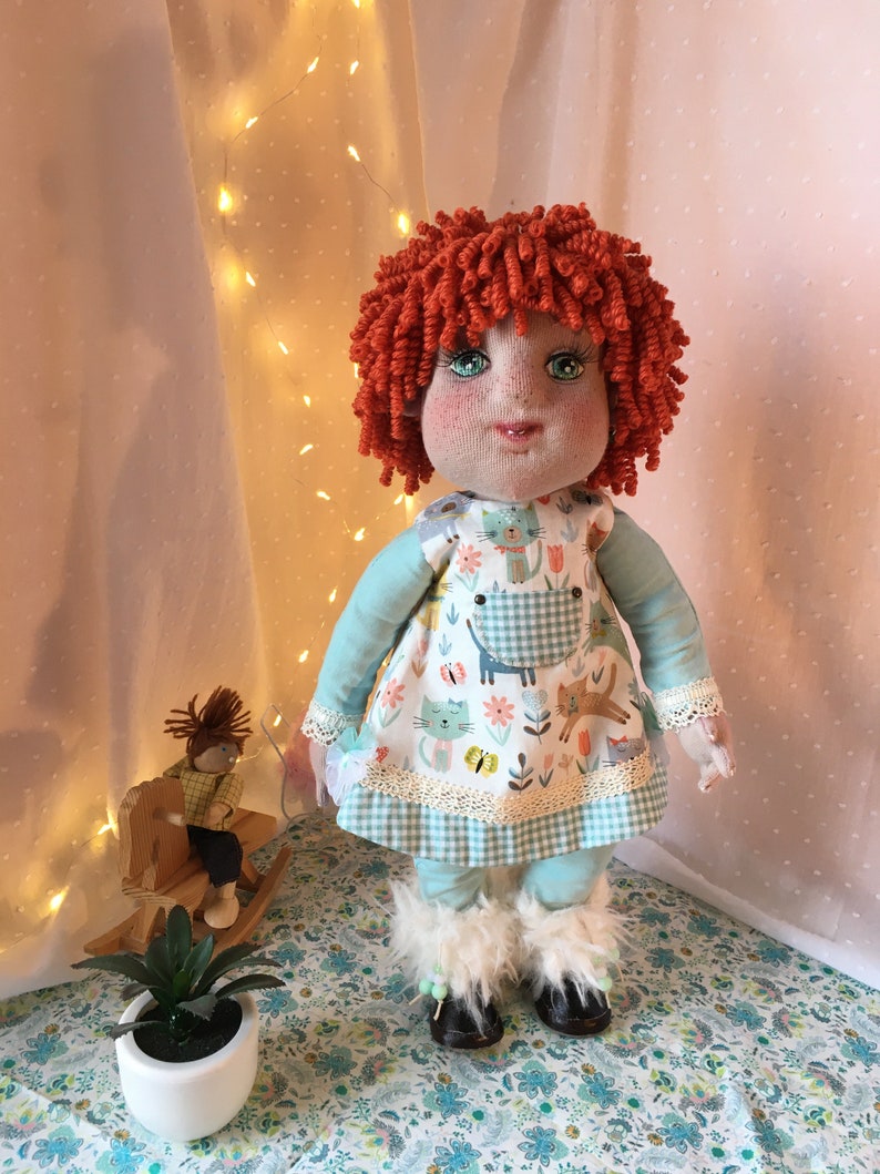 dollsewing cloth doll collectible doll Louise doll rag doll unique doll entirely made of fabric
