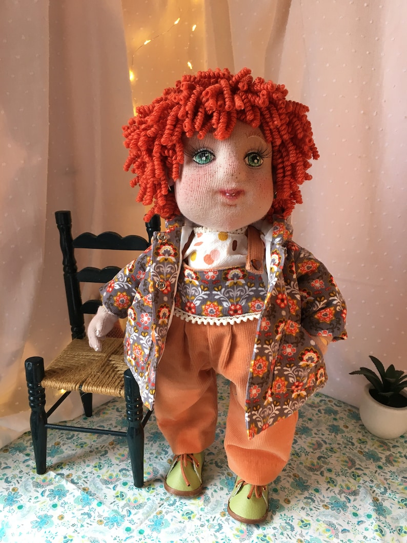 dollsewing cloth doll collectible doll Louise doll rag doll unique doll entirely made of fabric