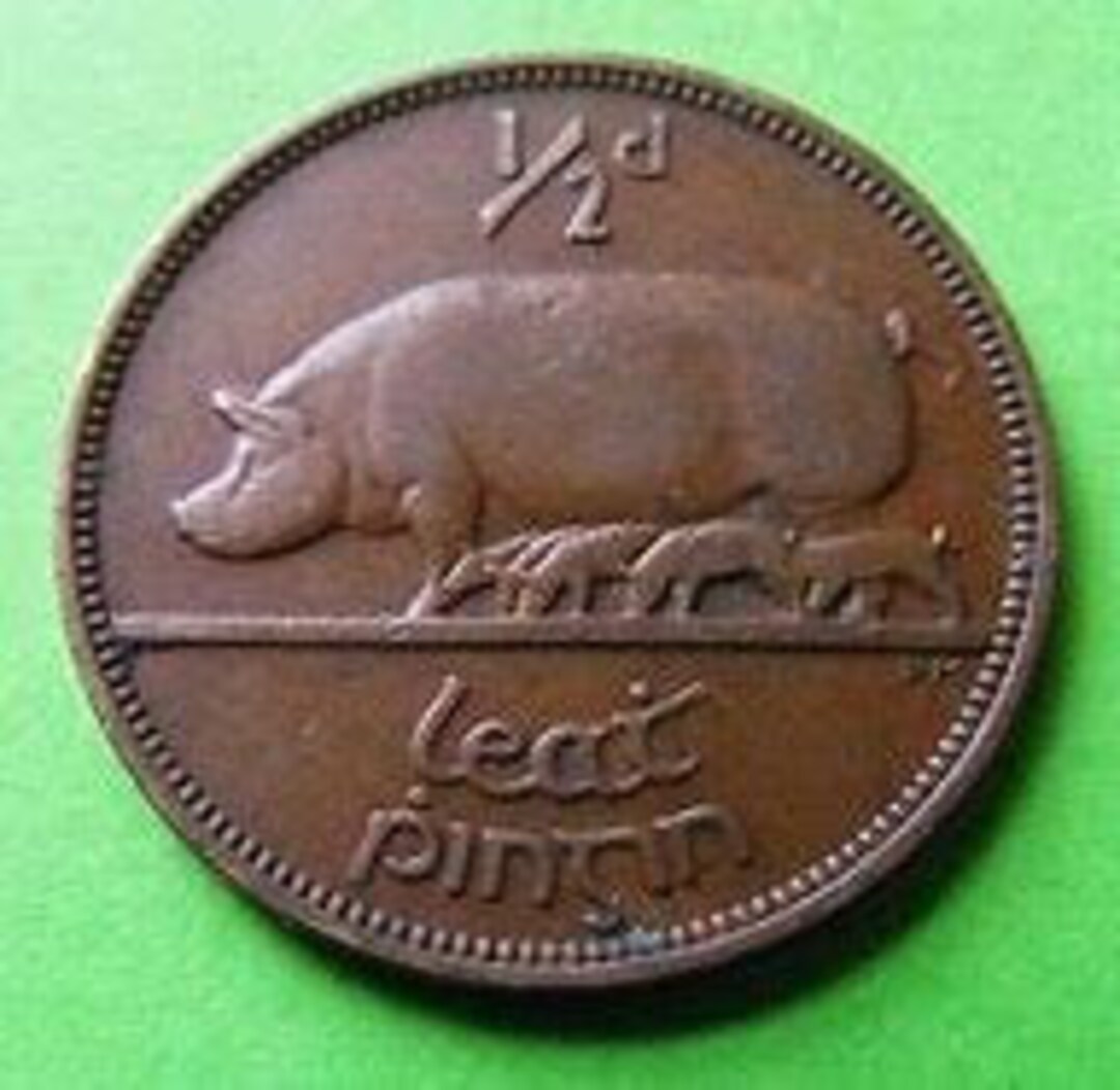 Ireland 1/2 Penny Coins- 1928 Thro 1967- Pig and Piglets- Price