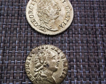 1700's old rare King George III- one Guinea and half Guinea gambling coins