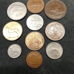 10 Ireland animal coins circulated to about uncirculated condition