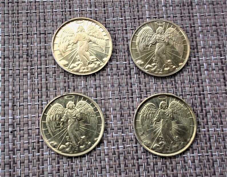 4guardian Angel Coins or Medals 1 Bright Golden Double Etsy