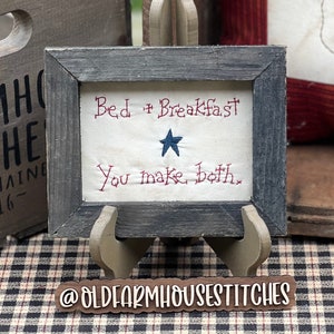 Bed and Breakfast  Primitive Stitchery Framed Print