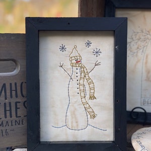 Tall Tall Tall Primitive Stitchery Framed Print