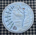 Candle Mat Primitive Snowman and Feather Tree