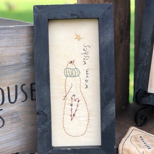 Warm Wishes Primitive Stitchery Framed Print