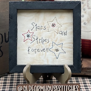 Stars and Stripes Forever Primitive Stitchery ingelijste print