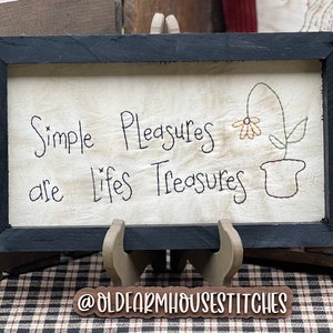Simple Pleasures Primitive Stitchery Framed