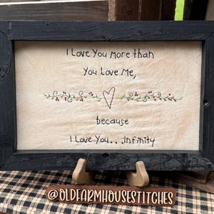 I Love You More gerahmter Stitchery-Druck