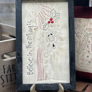 Believe in the Magic Primitive Stitchery Framed Print