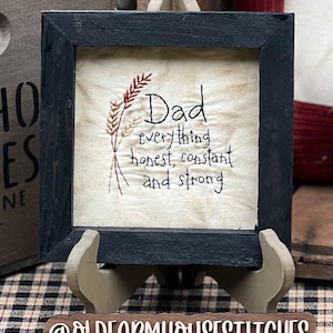Dad Primitive Stitchery Framed Print
